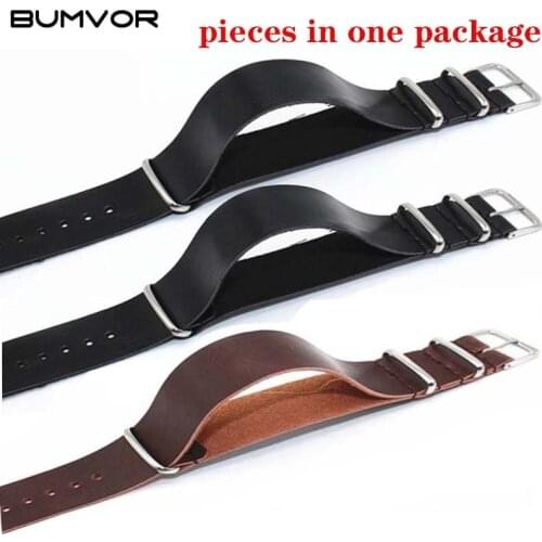 3PCS of High Quality PU Leather ZULU Strap Strap NATO Imitation Leather Strap Universal 18mm 20mm 22mm 24mm Watch Accessories