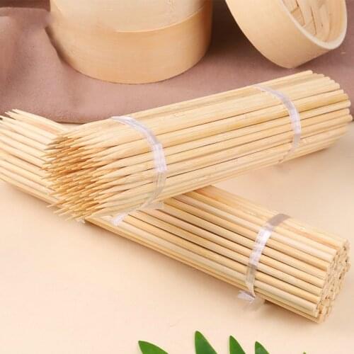 20cm x4mm Bamboo Skewers Disposable Wooden BBQ Kebab Skewer set Candy Apple Stick Barbecue Skewers Bar Restaurant Utensil 100pcs