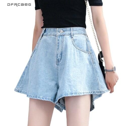 Streetwear Plus Size Vintage Wide Leg Denim Shorts Women 2020 Summer Loose Vintage Ladies Short Jeans Short Feminino 3XL 4XL