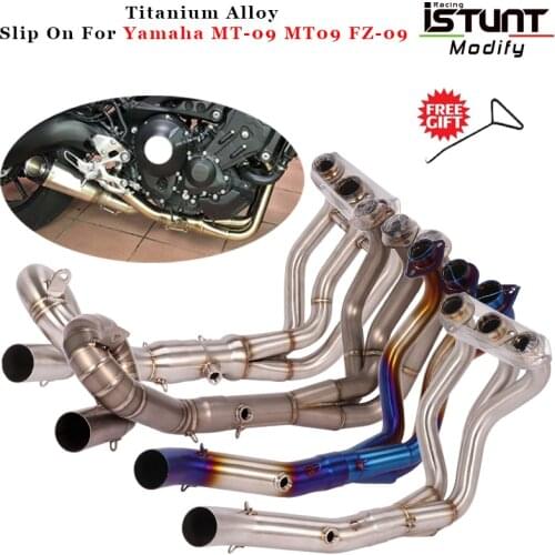Slip On For yamaha XSR 900 MT09 FZ-09 MT-09 Motorcycle Exhaust Muffler Escape Modified Titanium Alloy Front Middle Link Pipe