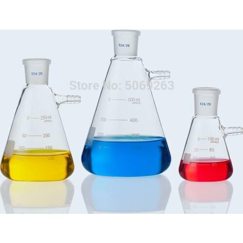 1PCS 25ml to 2000ml Glass Vacuum Grinding Mouth Filtration Suction Flask Laboratory Filter Bottle with Upper Nozzle