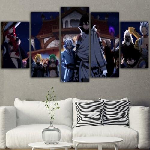Home Decoration Wall Art Canvas Paintings 5 Pieces Pictures Fairy Tail Anime Prints Modern Modular Poster Living Room Framework