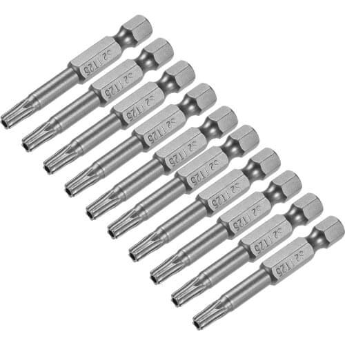 Uxcell 50mm Long 1/4inch Hex Shank T25 Torx Security Star Screwdriver Bits S2 High Alloy Steel 10pcs