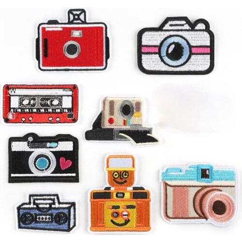 High Quality New Fashion Rainbow Camera Embroidery Cloth Stickers DIY Clothing Luggage Accessories