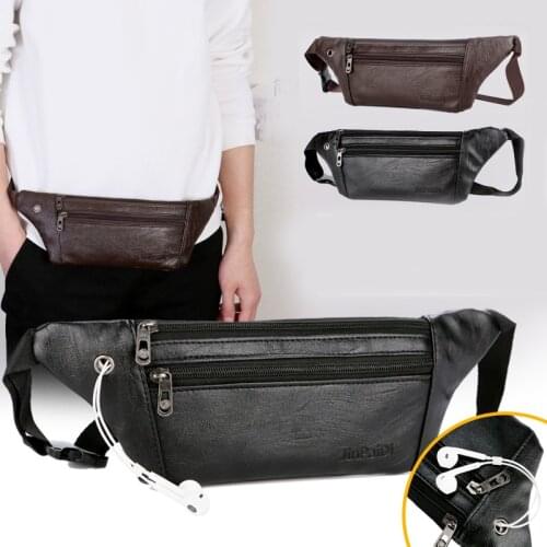 Fanny Pack Men PU Leather Vintage Travel Chest Belt Bag Outdoor Hip Bum Bag Waterproof Waist Bag