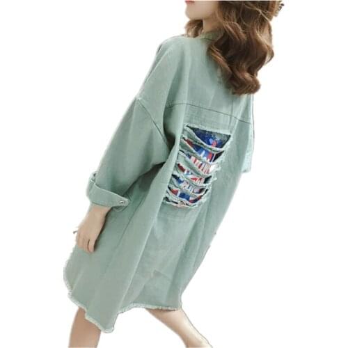 Coat Female 2020 Autumn New Style Korean Casual Fashion Loose Jean Jacket All-match Mid-length Single-breasted Oversized Denim