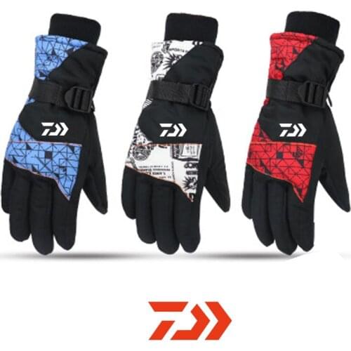 2020 Winter DIAWA Fishing Gloves Waterproof Ski Gloves Outdoor Sports Plus Fleece Gloves Non-slip Warm Fishing Gloves