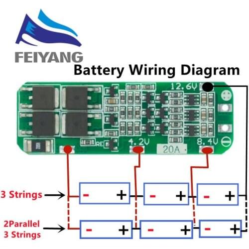 1pcs 3S 20A Li-ion Lithium Battery 18650 Charger PCB BMS Protection Board 12.6V Cell 59x20x3.4mm Module