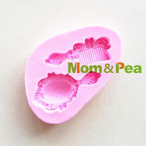 Mom&Pea 1457 Free Shipping Comb & Mirror Mold Cake Decoration Fondant Cake 3D Mold Soap Mold Food Grade