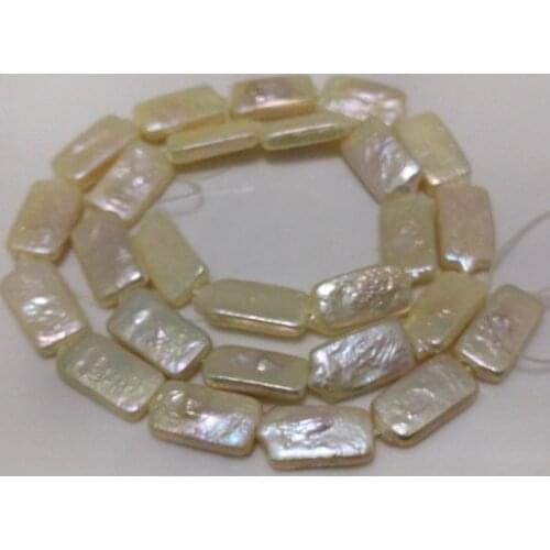 16 inches 8x14mm Rectangle Shaped Natural Flat Baroque Pearl Loose Strand