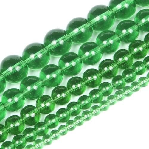 4-12mm Natural Stone Beads Round Smooth Loose Green Glass Stone Beads For Jewelry Making DIY Charm Bracelet Necklace Handmade