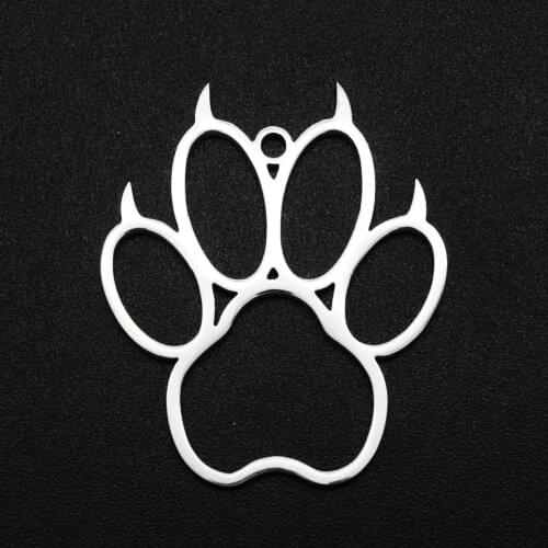 5pcs/lot 100% Stainless Steel 30x25 Bear Paw DIY Charm Pendant Wholesale Never Fade Jewelry Bracelet Making Charms Top Quality