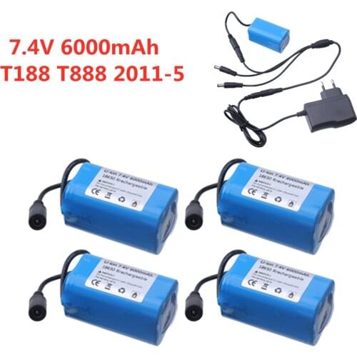 7.4V 6000mah Lipo battery and Charger For T188 T888 2011-5 Remote Control Fish Finder Fishing Bait toy Boats Spare Parts