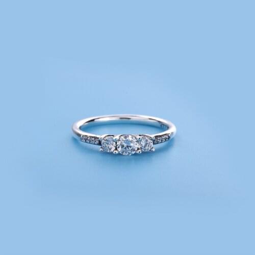 Ajax 925 Sterling Sliver Luxury Engagement Ring Women High-End Cubic Zirconia Crystal Birthday Gifts For Girls