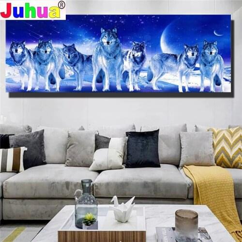 Large 5D Diamond Craft Painting Moonlight Wolves Diy resin Diamond Embroidery Mosaic Gift Diamond Cross Stitch Wall Decor F260