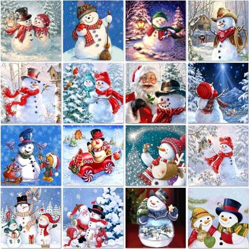 5D Diy Diamond Painting Snowman Diamond Embroidery Winter Landscape Cross Stitch Kit Rhinestone Mosaic Home Decor Christmas Gift