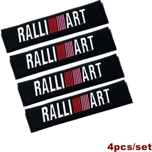 4pcs Car-Styling Cotton Car Seat Belt Cover For Ralliart Mitsubishi Ralli Art Lancer Pajero Outlander Lancer Galant Car Styling