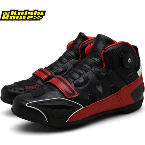 Red Motorcycle Boots Motorcycle Protection Boots Motocross Shoes Breathable Motor Biker Chopper Cruiser Touring Ankle Shoes Men