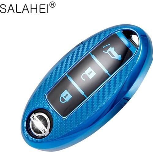 3 Button Carbon Fiber TPU Car Key Case Cover For Nissan Tidda Livida X-Trail T31 T32 Qashqai March Juke Pathfinder Note Infiniti