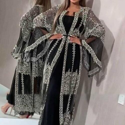 Black African Dresses for Women 2 Piece Set Dashiki African Dress Africa Clothes Girls Abaya Dubai Muslim Dress islam Clothing