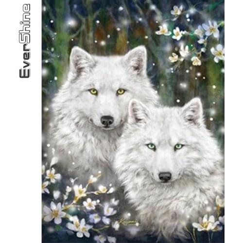 Evershine Full Square Diamond Painting Wolf Mosaic Art 5D DIY Diamond Embroidery Animal Hobbies And Crafts Home Decoration