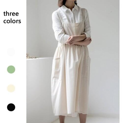 Apron Waterproof Cotton Big Size Cotton Hemp Kitchen Flower Shop Coffee Shop Oil Painting Work Clothes Fashionable Comfortable