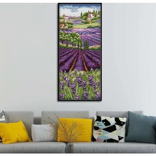 Punto de cruz lavender champaign paintings embroidery cross stitch borduurpakketten kruissteek broderie point de croix crossing