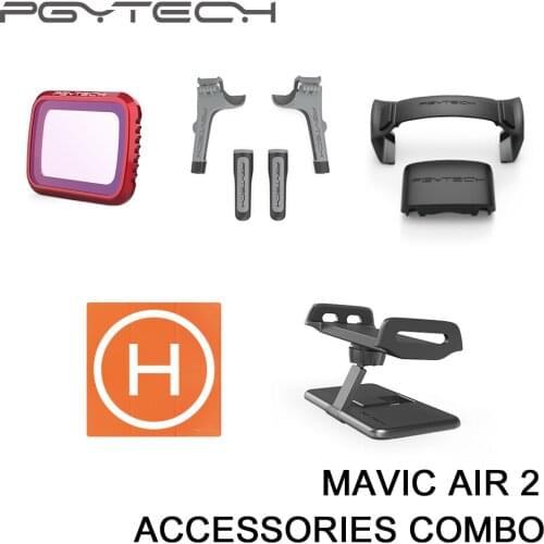 PGYTECH Mavic Air 2 Accessories Combo Landing Gear Extensions+Propeller Holder+Landing Pad+Pad Holder+UV Filter for Mavic Air 2
