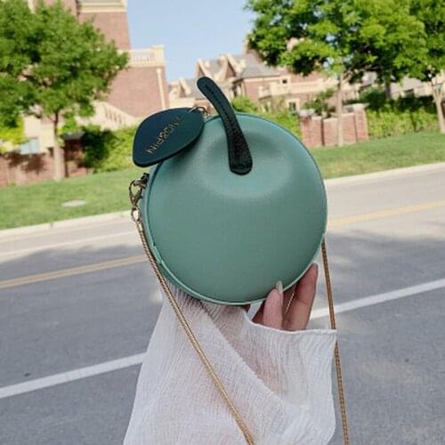 Circular apple Design Fashion Women Shoulder Bag Leather Womens Crossbody Messenger Bag Ladies Purse Female Round Bolsa Handbag