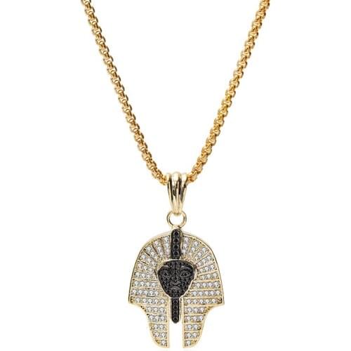Personality Fashion Retro Style Egyptian Pharaoh Queen Pendant Necklace Temperament Noble Gold Silver Copper Zircon Jewelry