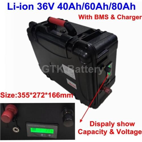 36v 40Ah/60Ah/80Ah li-ion lithium rechargeable battery BMS for 2000W electric motor scooter bike trolling motor+charger