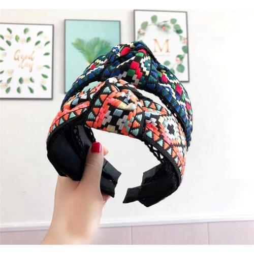 Sweet Embroidery Wide Knot Headbands For Women Hair Accessories Korea Headband for Girls Hairbands Head Wrap
