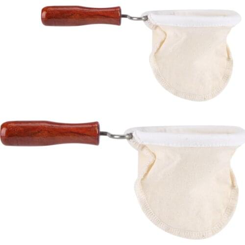 Reusable Coffee Filter Bag Cloth Handmade Coffee Filter Strainer With Wood Handle Filter Pack Pot Flannel Cloth Mesh Basket Tool