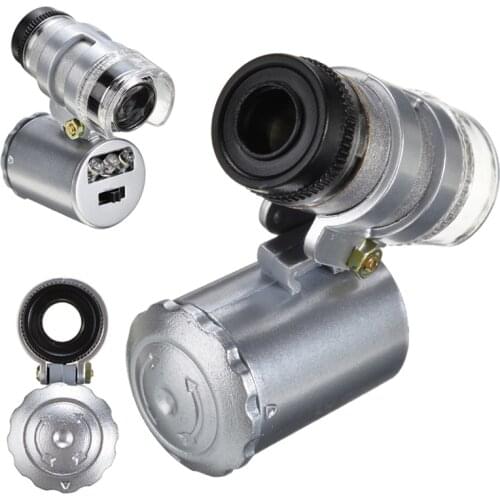 1 Pc LED UV 60x Magnifier Handheld Pocket Monocular Magnifier Jewelry Watch Magnifiers Repair Accessories Loupe Bijoux