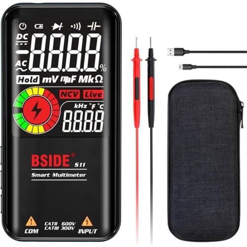 BSIDE Multimeter S11 Color LCD 9999 Counts Digital Multimeter with Rechargeable Battery Smart DC AC Voltage Capacitor Tester