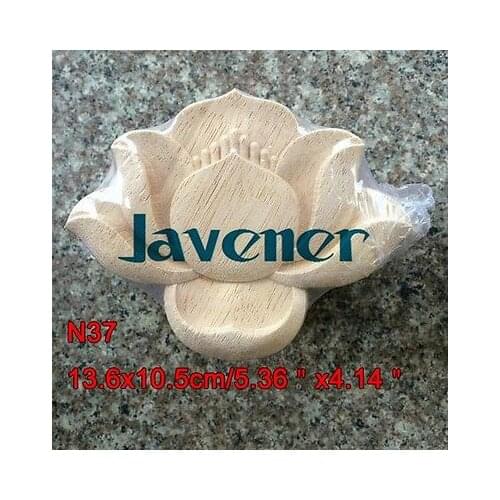 N37 -13.6x10.5cm Wood Carved Long Square Applique Flower Frame Door Decal Working carpenter