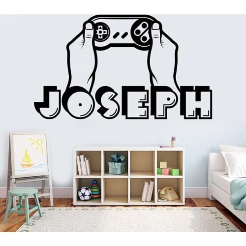 Boy name wall decal personalized gamer name decal 3d sticker controller video game decal customized name teen computer A11-032