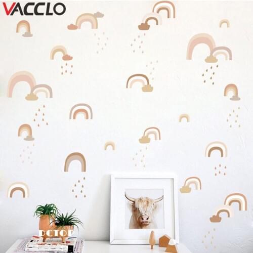 Vacclo Watercolor DIY Rainbow Rain Wall Sticker Living Room Bedroom Children Room Background Wall Self-adhesive Paper Wallpaper