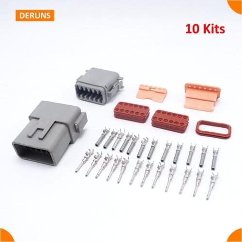 Brand New 10 Sets Kits 12 Pin/ Way Deutsch Auto Car Sealed Electric Wire Connector Plug Set Waterproof DT06-12S DT04-12P