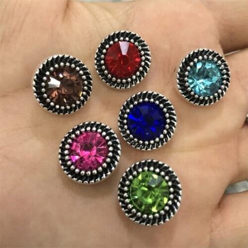 New 12mm Snap Jewelry Round Rhinestone Snap Button Fit DIY Snap Bracelet Bangles Earrings Necklaces Acc