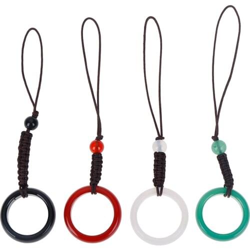 New artificial agate finger ring hand rope pendants keychain mobile phone strap