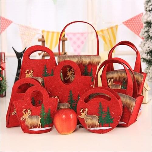 2 Pcs New Creative Christmas Snowflake Non Woven Red Bag