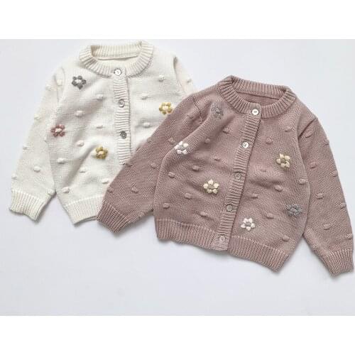 Baby girls Clothes 3D flower embroidery Sweaters Baby Sweater Winter Jacket Warm Coat Knit Outwear Hooded cardigans for child
