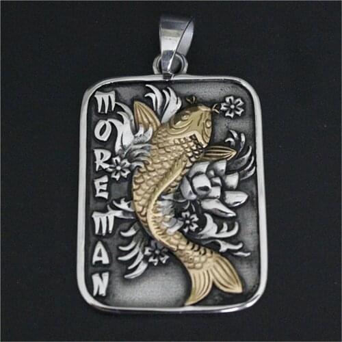 1pc Support Dorpship Golden Fish New Pendant 316L Stainless Steel Cool Design Biker Pendant