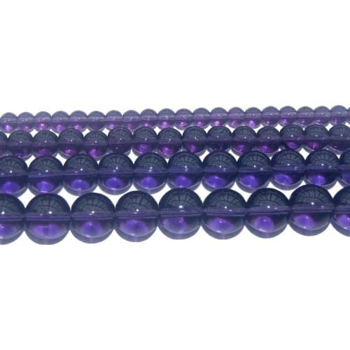 Clear Glass Purple Crystal Round Loose Beads 4 6 8 10 12 MM Pick Size For Jewelry Making Charm DIY Bracelet Necklace Material