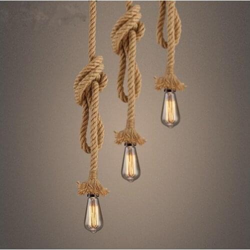 Retro hemp rope decoration Pendant light For Living Room lighting Single Head hanglamp For cafe bar clothing store Decor Fix