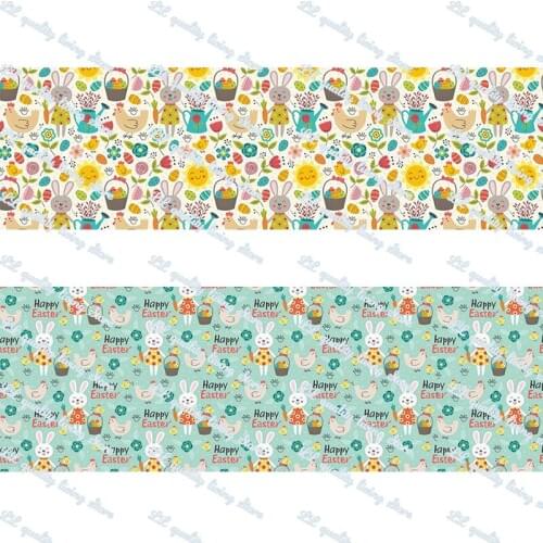 Rabbit pattern printed grosgrain ribbon 50 yards gift wrapping diy bows christmas wedding derections ribbons