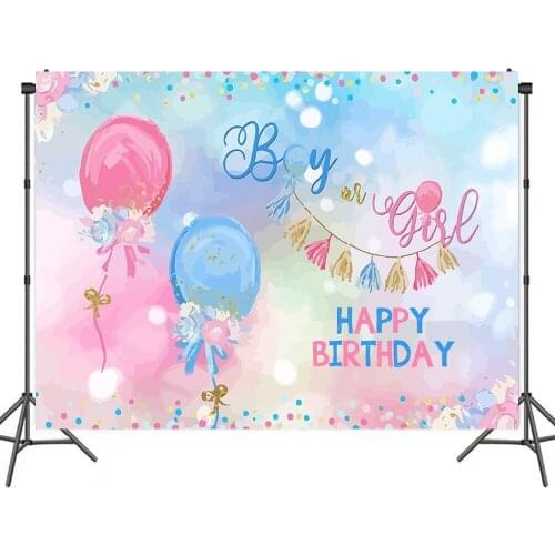 Pink Blue Balloon Gender Reveal Party Photo Backdrops Background Decorations for Birthday Party Portrait Photography Props