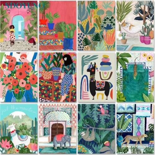 SDOYUNO 40x50cm Acrylic Paint By Numbers Scenery Oil Painting By Numbers On Canvas Frameless DIY Landscape Home Decor