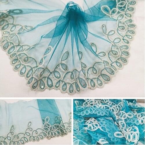 2Meters Mesh Lace Fabric Embroidered Trim Lingerie Bra Sofa Curtain Handmade Dress Decoration DIY 21cm Width